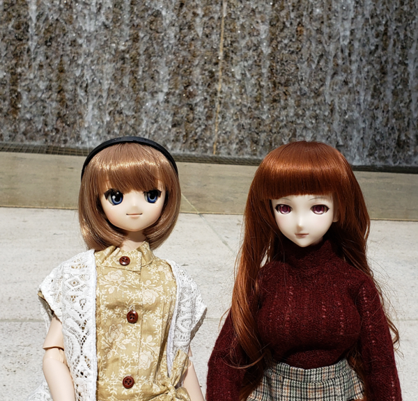 Looking cute at the fountain